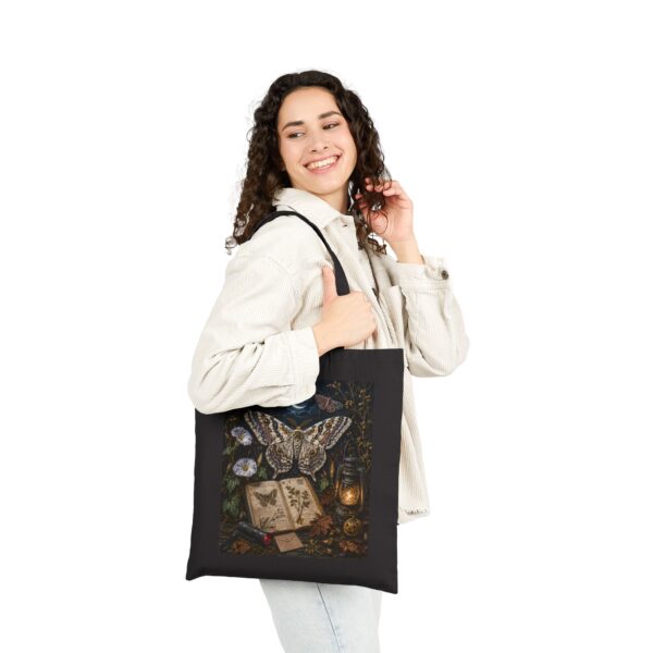 Mystic Moth Cotton Tote – Vintage Botanical Moonlit Art Bag