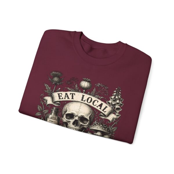 Eat Local Stay Cautious skull illustration Sweatshirt | botanical apothecary design