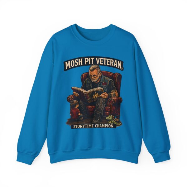 Mosh Pit Veteran Crewneck Sweatshirt — "Storytime Champion" Concert-Scene Pullover