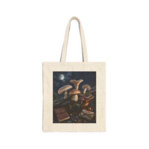 Mushroom Moon Canvas Tote — Botanical Fairycore Mushroom Market Bag