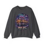 Midnight Nebula Diner Sweatshirt — "Open 24/7 in Every Time Zone"