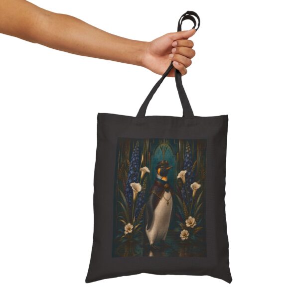 Vintage Penguin Floral Canvas Tote — Art Deco Calla Lily Cotton Tote