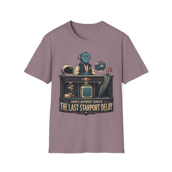 Retro Spaceport Tee — "Unclaimed Since The Last Starport Delay" Alien Deli Illustration