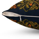 William Morris Vintage Botanical Tapestry Pillow — Navy, Olive & Burnt Orange Floral Accent Cushion