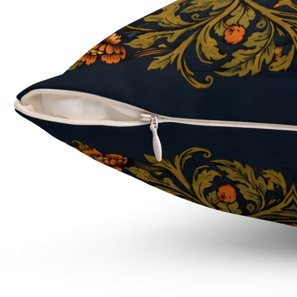 William Morris Vintage Botanical Tapestry Pillow — Navy, Olive & Burnt Orange Floral Accent Cushion