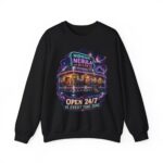 Midnight Nebula Diner Sweatshirt — "Open 24/7 in Every Time Zone"