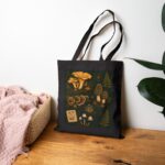 Mushroom Illustration Canvas Tote Bag — Forest Fungi Botanical Market Bag