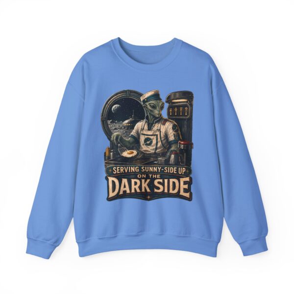 Crewneck Sweatshirt — "Serving Sunny-Side Up on the Dark Side" Alien Chef Graphic