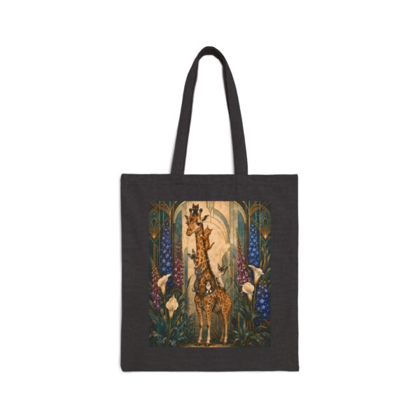 Giraffe Garden Canvas Tote Bag — Whimsical Floral Wildlife Print