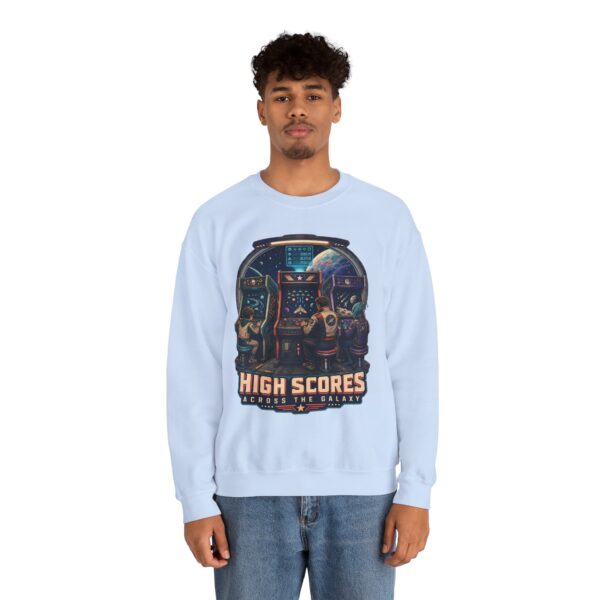 Retro Arcade Space Sweatshirt — "High Scores Across the Galaxy" Crewneck