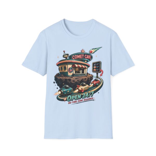 Comet Cafe T-Shirt — Retro Space Diner Graphic Tee ("Open 24/7")