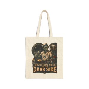 Tote Bag — “Serving Sunny-Side Up on the Dark Side” Retro Alien Diner Canvas Tote