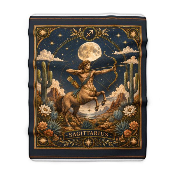 Sagittarius Sherpa Fleece Blanket — Astrological Centaur Zodiac Throw