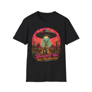 Beamed Up, Not Bothered T-Shirt — Retro UFO Bunny Graphic Tee