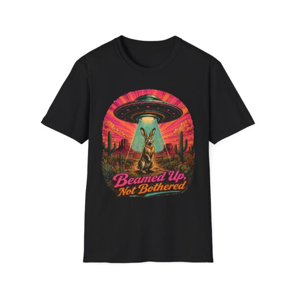 Beamed Up, Not Bothered T-Shirt — Retro UFO Bunny Graphic Tee