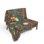 Folk Moonlight Woven Blanket — Mystic Accordion Player Throw