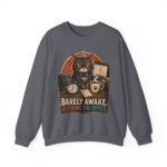 Cat Office Sweatshirt — "Barely Awake, Running the Office" Cozy Crewneck