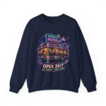 Midnight Nebula Diner Sweatshirt — "Open 24/7 in Every Time Zone"