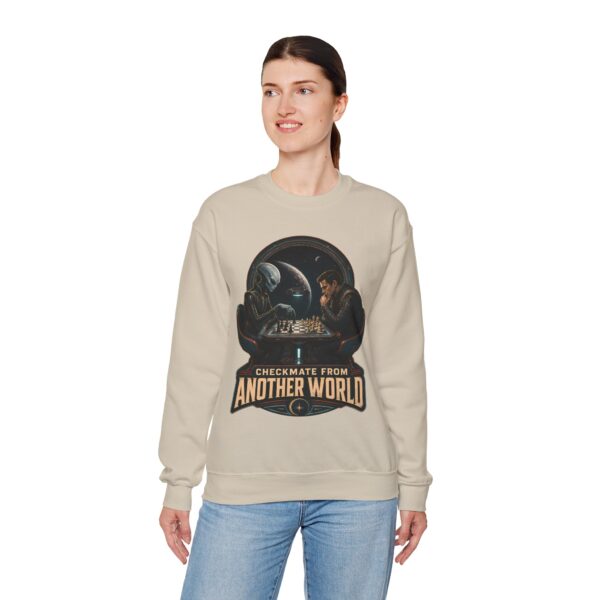Checkmate From Another World Sweatshirt - Alien vs Human Chess Graphic Crewneck