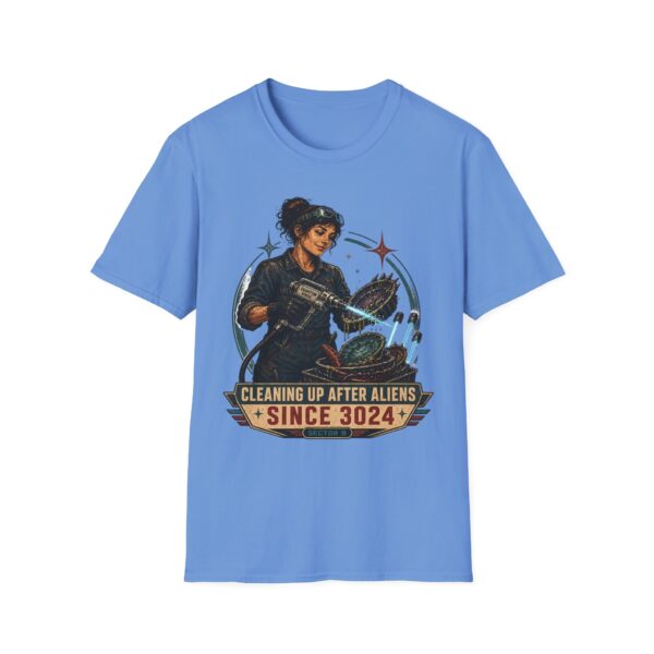 Alien Cleanup Crew T‑Shirt — "Cleaning Up After Aliens Since 3024" Sci‑Fi Graphic Tee