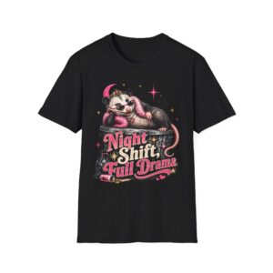 Night Shift Full Drama T-Shirt — Cute Posh Possum Graphic Tee