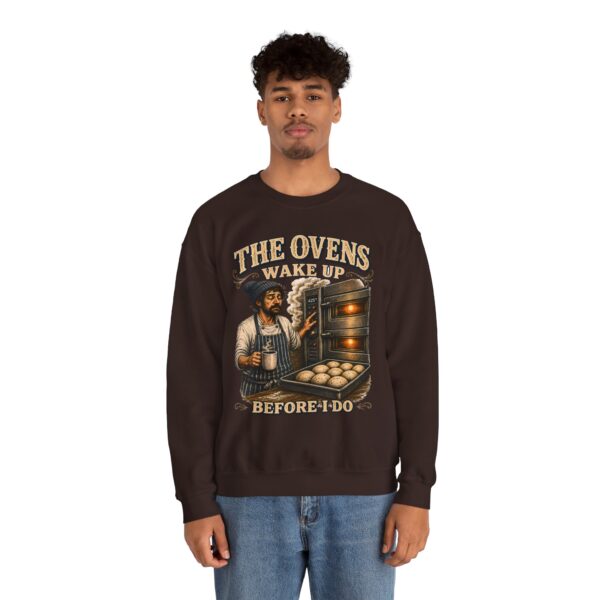 Baker Crewneck Sweatshirt — "The Ovens Wake Up Before I Do" Vintage Bakery Sweatshirt