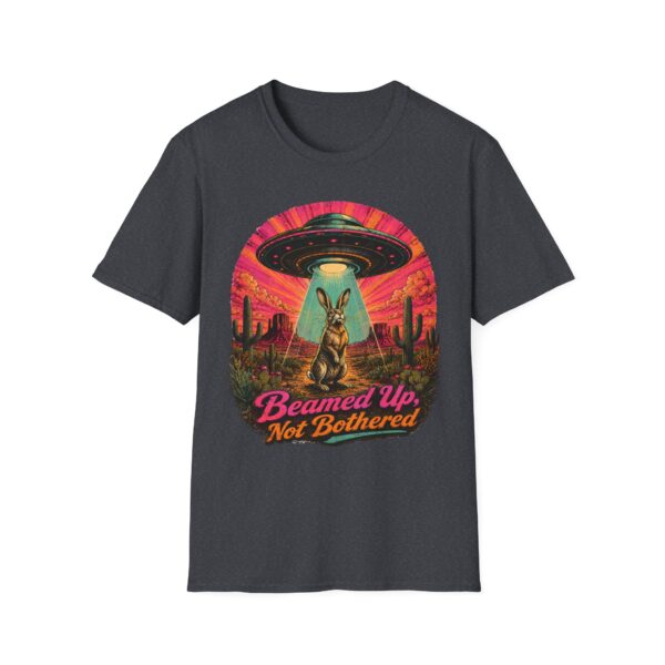 Beamed Up, Not Bothered T-Shirt — Retro UFO Bunny Graphic Tee