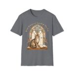 Cat Prayer T-Shirt — "Jesus Knows I Needed This Cat" Vintage Stained-Glass Design