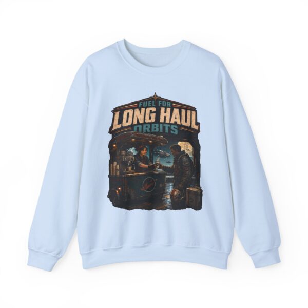 Long Haul Orbits Crewneck Sweatshirt — 'Fuel For Long Haul Orbits' Retro Space Café Design