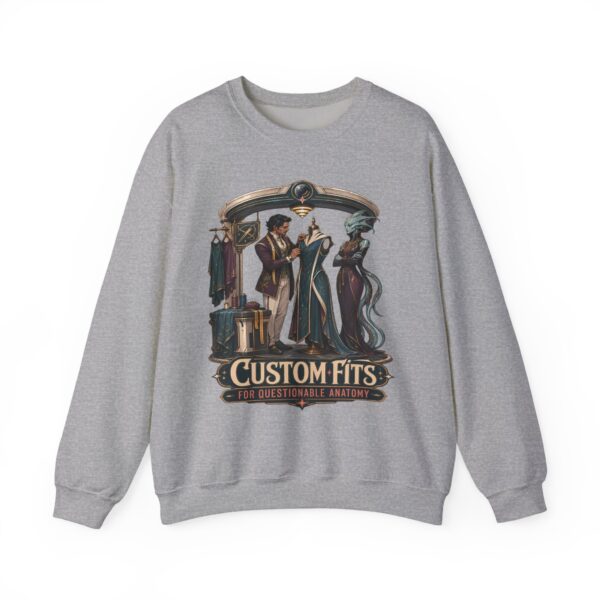 Crewneck Sweatshirt — 'Custom Fits: Questionable Anatomy' Vintage Tailor & Phantom Design