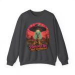 Beamed Up, Not Bothered Sweatshirt — Retro UFO & Jackrabbit Desert Crewneck
