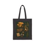 Mushroom Illustration Canvas Tote Bag — Forest Fungi Botanical Market Bag