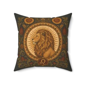 Leo Zodiac Lion Decorative Pillow — Astrological Sun Sign Throw Pillow