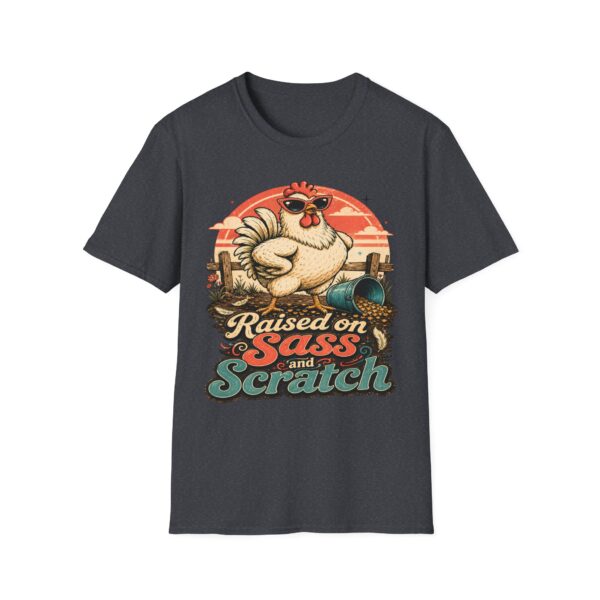 Chicken T-Shirt — "Raised on Sass & Scratch" Vintage Farmhouse Tee