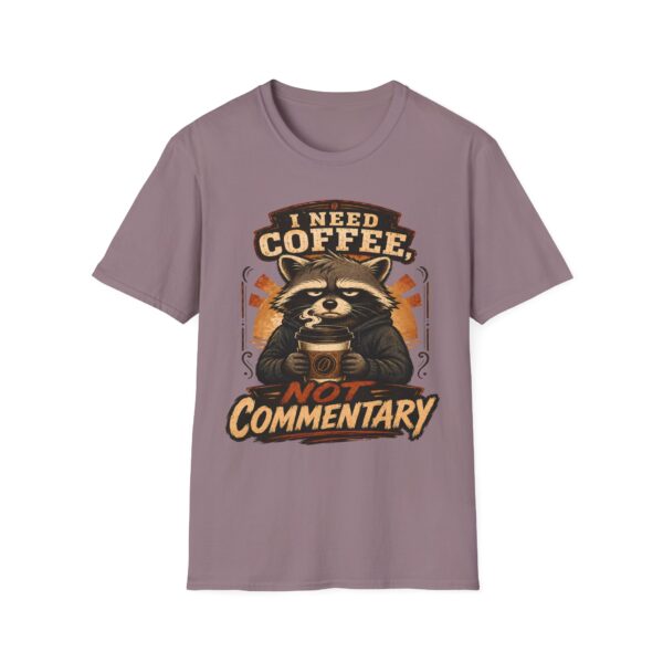 I Need Coffee Not Commentary Raccoon T-Shirt — Funny Coffee Lover Graphic Tee