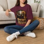 Burger of the Realm T-Shirt — Medieval Knight Holding Burger Graphic Tee