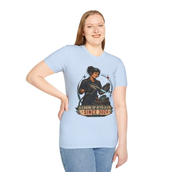 Alien Cleanup Crew T‑Shirt — "Cleaning Up After Aliens Since 3024" Sci‑Fi Graphic Tee