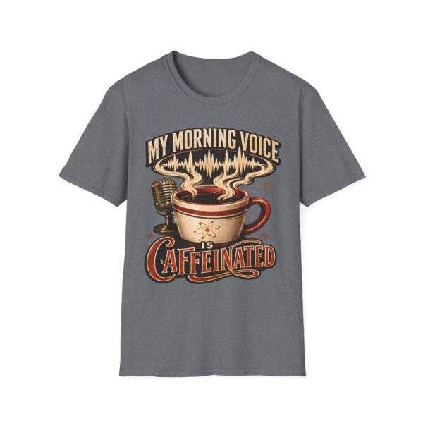 My Morning Voice Is Caffeinated T-Shirt — Coffee, Mic & Soundwave Vintage Tee