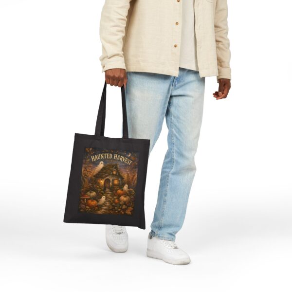 Haunted Harvest Tote Bag — Vintage Halloween Pumpkin & Ghost Canvas Tote