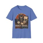 Barely Awake Office Cat T-Shirt — Funny Grumpy Cat Coffee Work Shirt