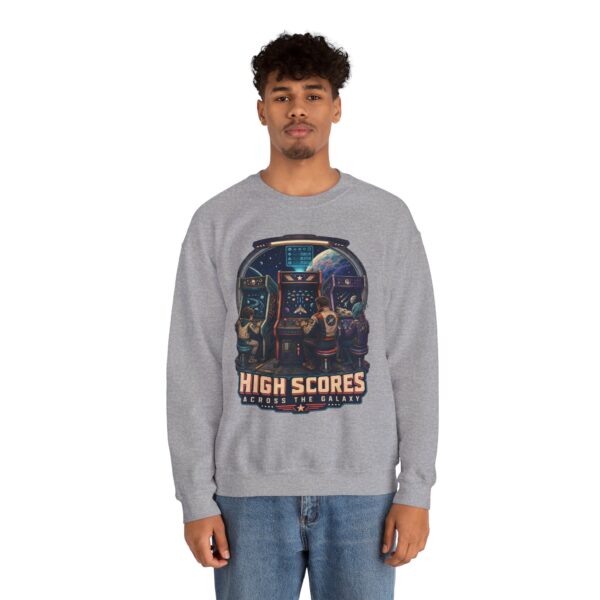 Retro Arcade Space Sweatshirt — "High Scores Across the Galaxy" Crewneck