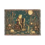 Folk Moonlight Woven Blanket — Mystic Accordion Player Throw