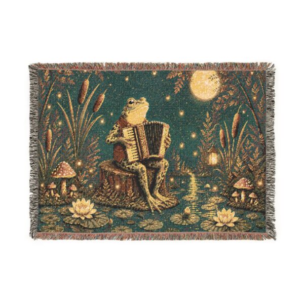 Folk Moonlight Woven Blanket — Mystic Accordion Player Throw
