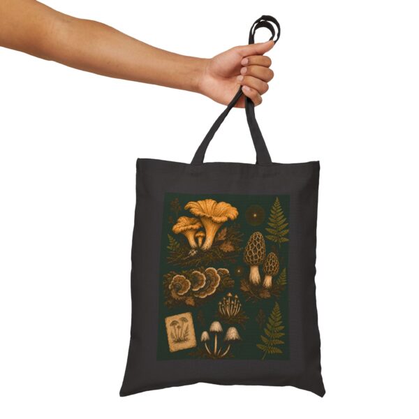 Mushroom Illustration Canvas Tote Bag — Forest Fungi Botanical Market Bag