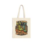 Alien Picnic Tote Bag — "If It Glows, Don't Eat It Twice" Cotton Canvas Grocery Tote