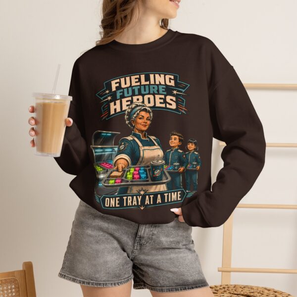 Lunch Lady Tribute Crewneck Sweatshirt — "Fueling Future Heroes: One Tray at a Time"