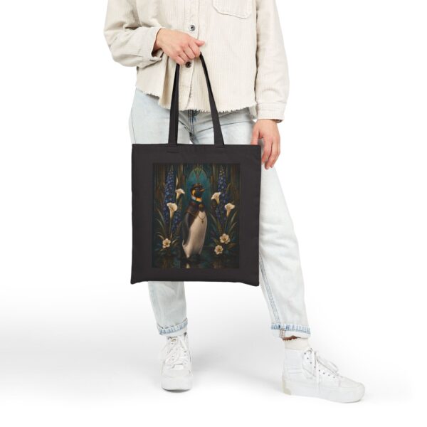 Vintage Penguin Floral Canvas Tote — Art Deco Calla Lily Cotton Tote
