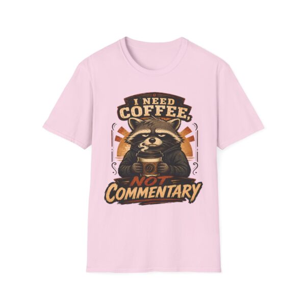 I Need Coffee Not Commentary Raccoon T-Shirt — Funny Coffee Lover Graphic Tee