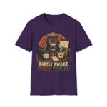 Barely Awake Office Cat T-Shirt — Funny Grumpy Cat Coffee Work Shirt