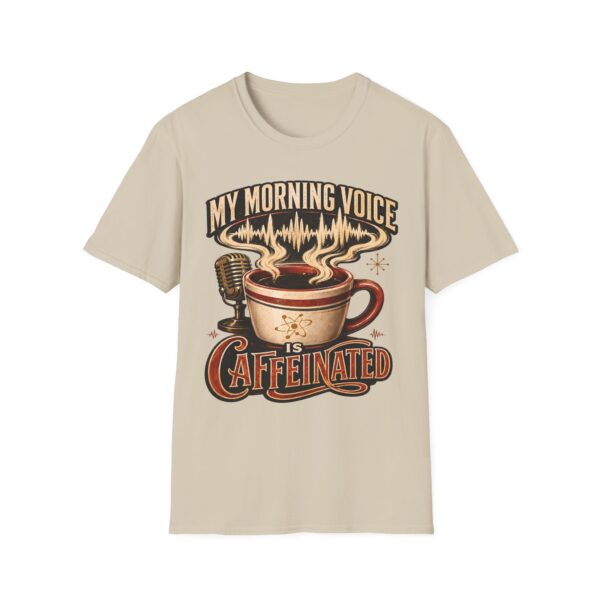 My Morning Voice Is Caffeinated T-Shirt — Coffee, Mic & Soundwave Vintage Tee